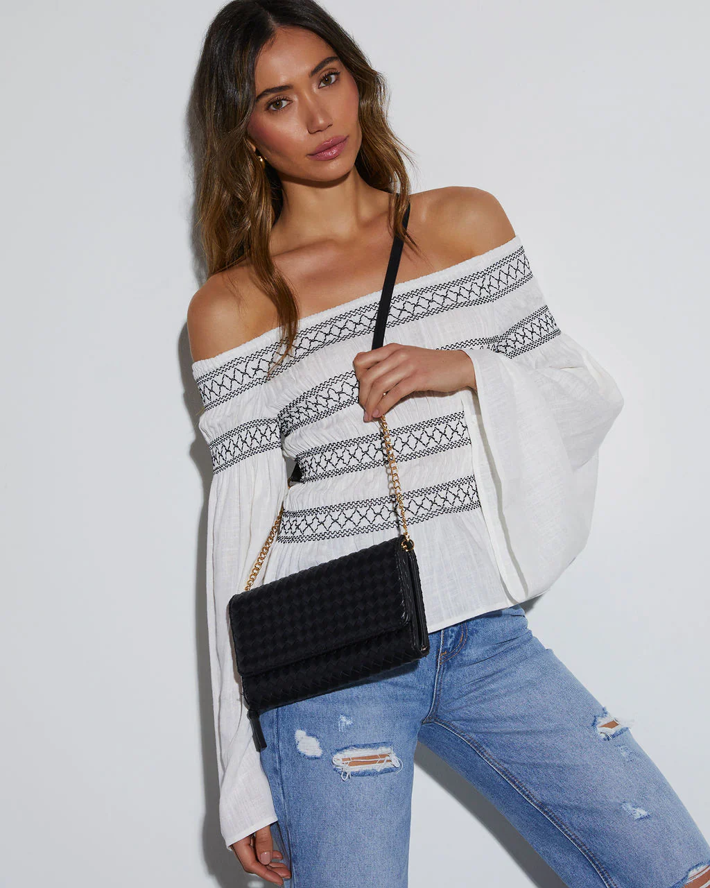 Wallis Woven Faux Leather Crossbody Bag