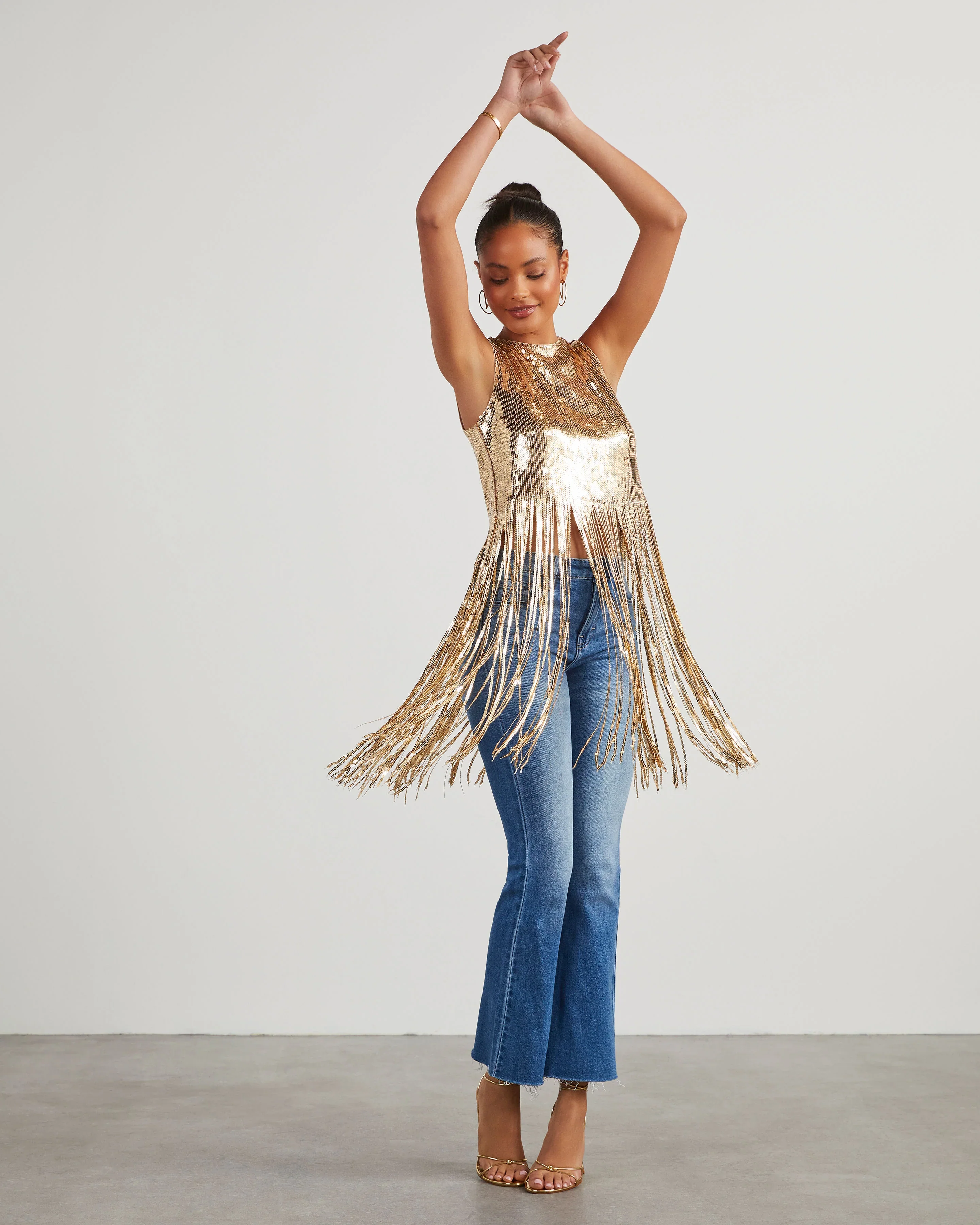 Dallas Glam Sequin Fringe Top