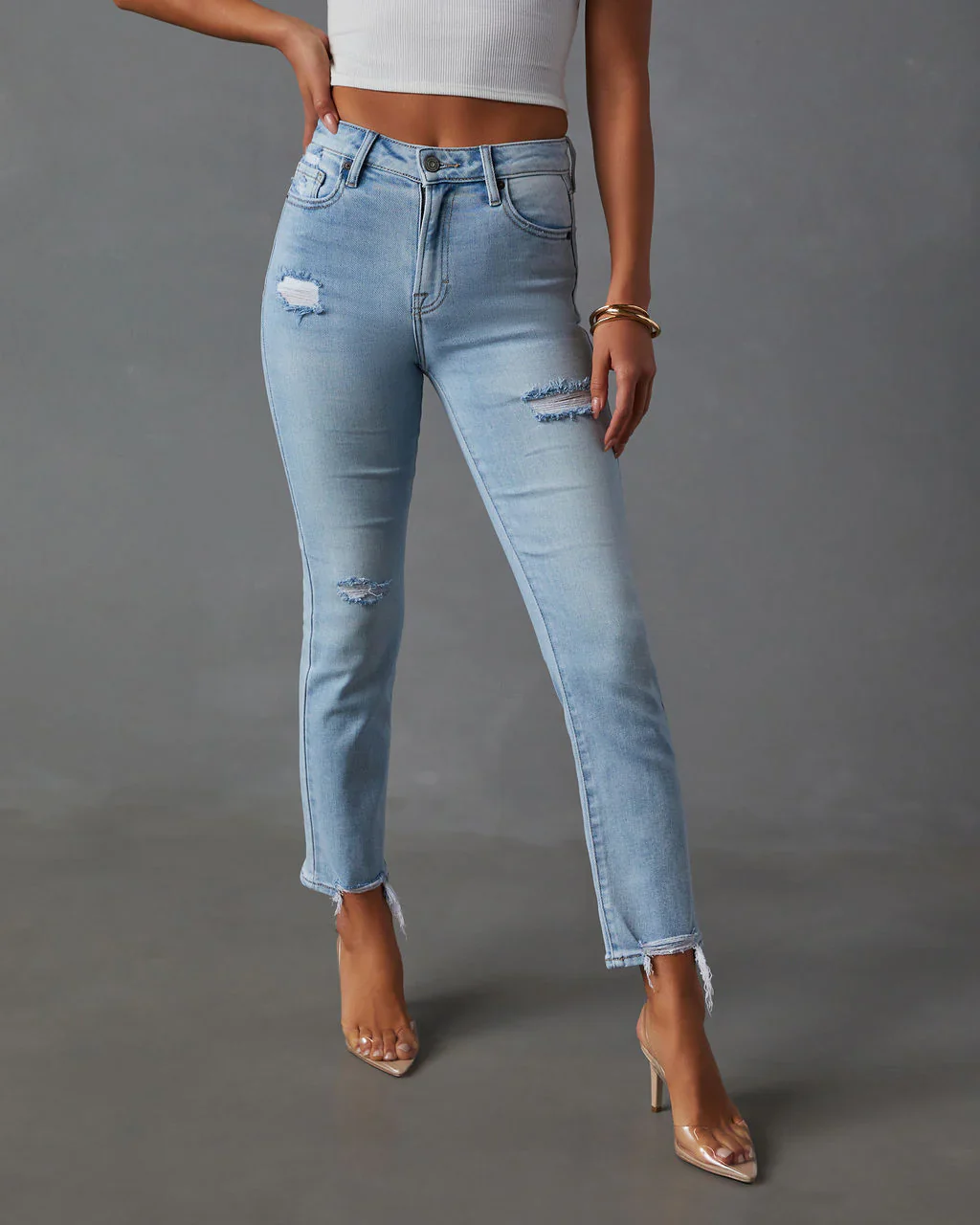 Riley High Rise Distressed Slim Jean