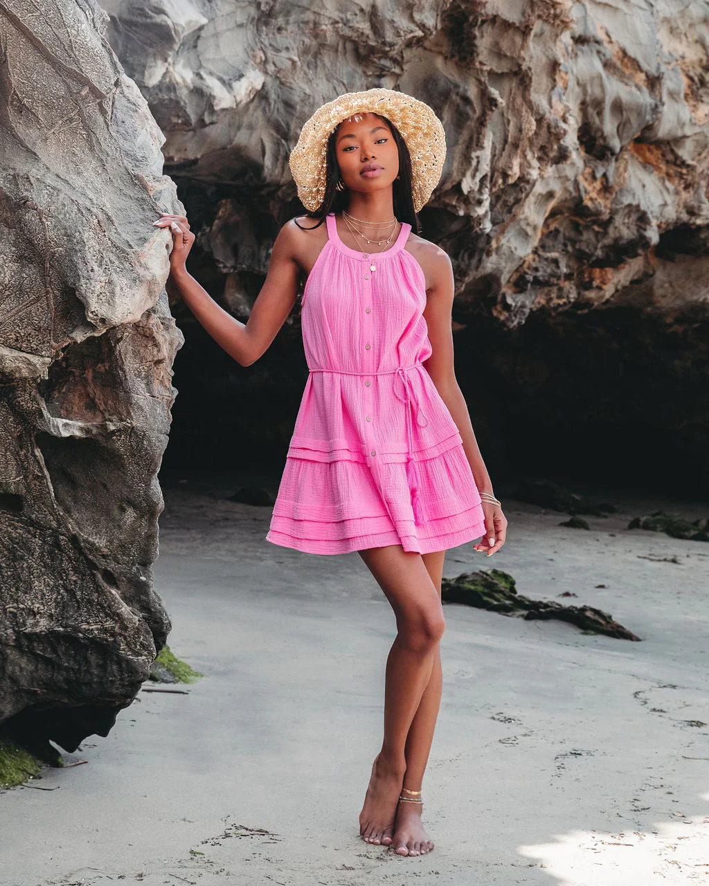 Tory Cotton Tassel Tie Mini Dress