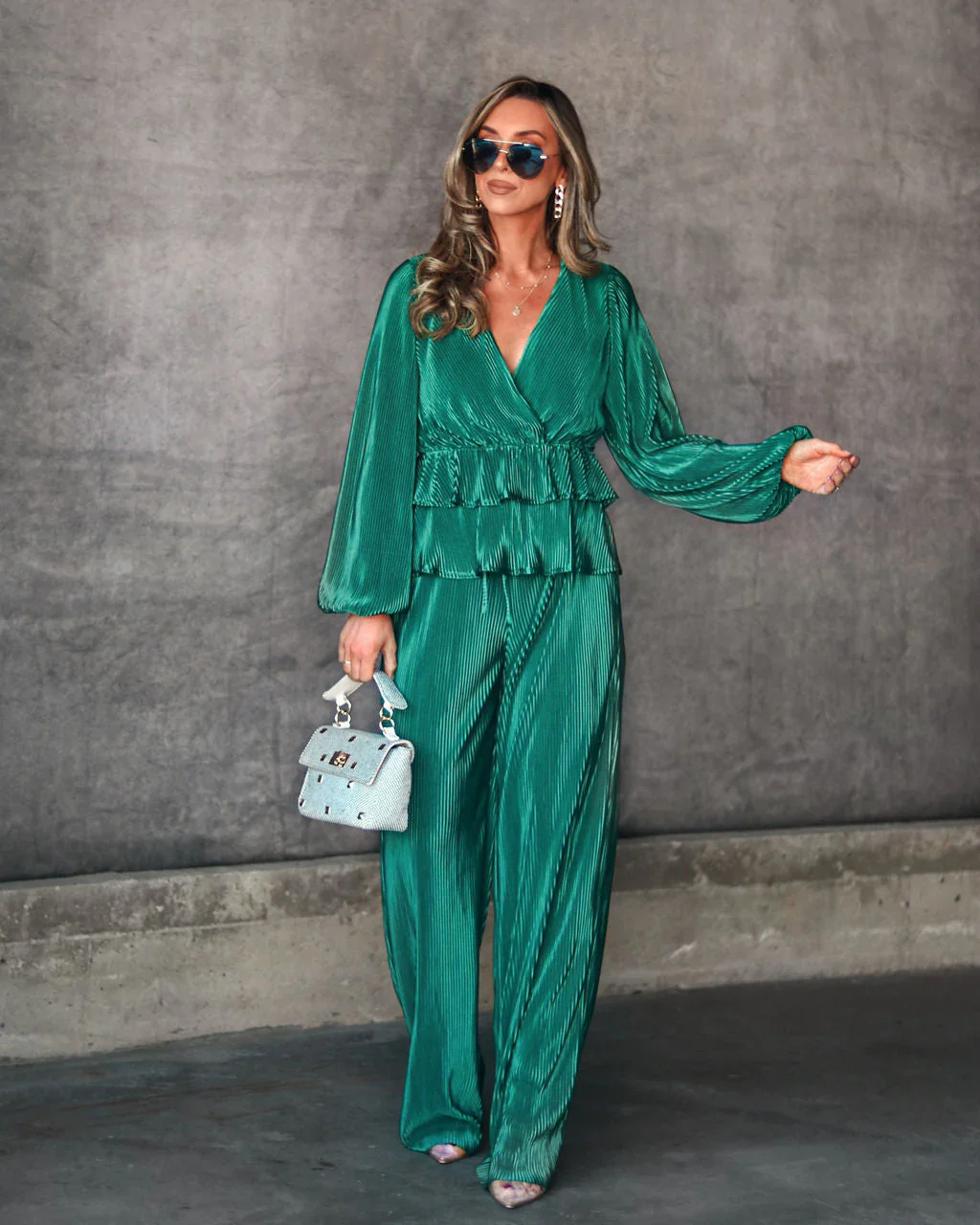 Bring Me Joy Plisse Peplum Top