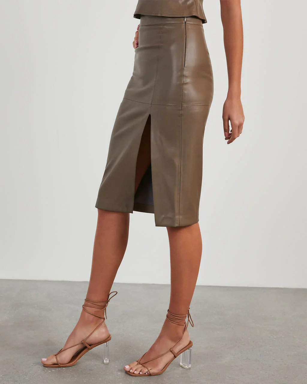 All Yours Faux Leather Midi Skirt