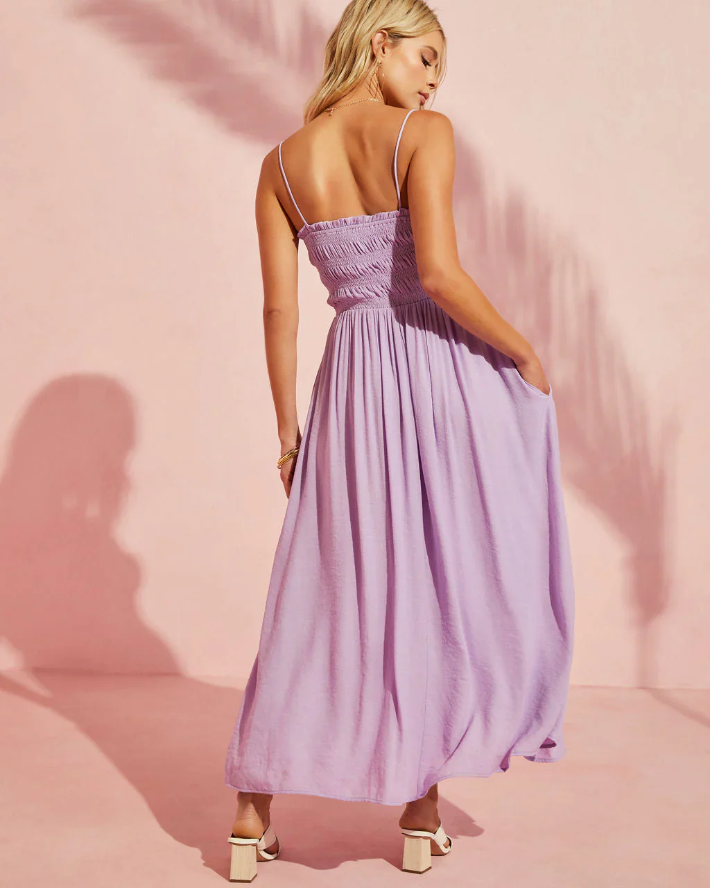 Across The Way Smocked Midi Dress