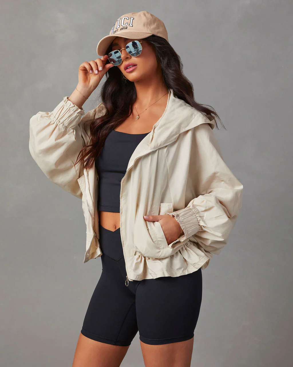 Racetrack Hooded Drawstring Jacket