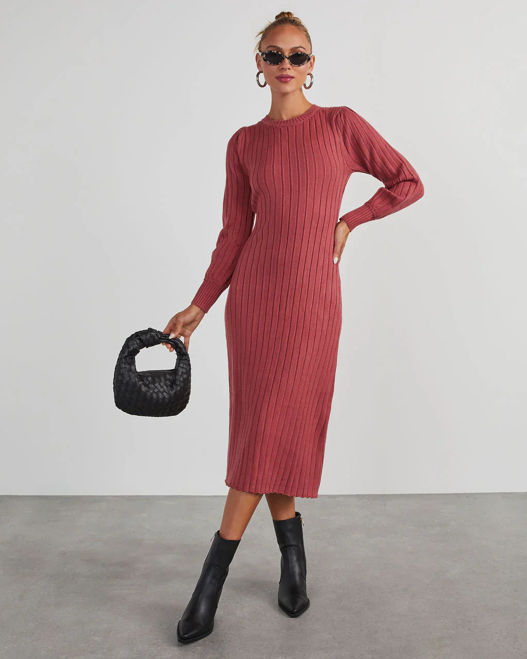 Robin Balloon Sleeve Sweater Midi Dress