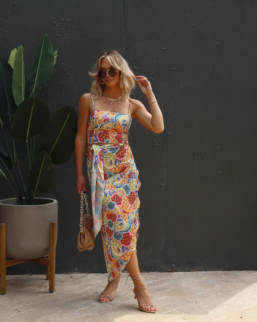 Annika Satin Marble Sarong Skirt