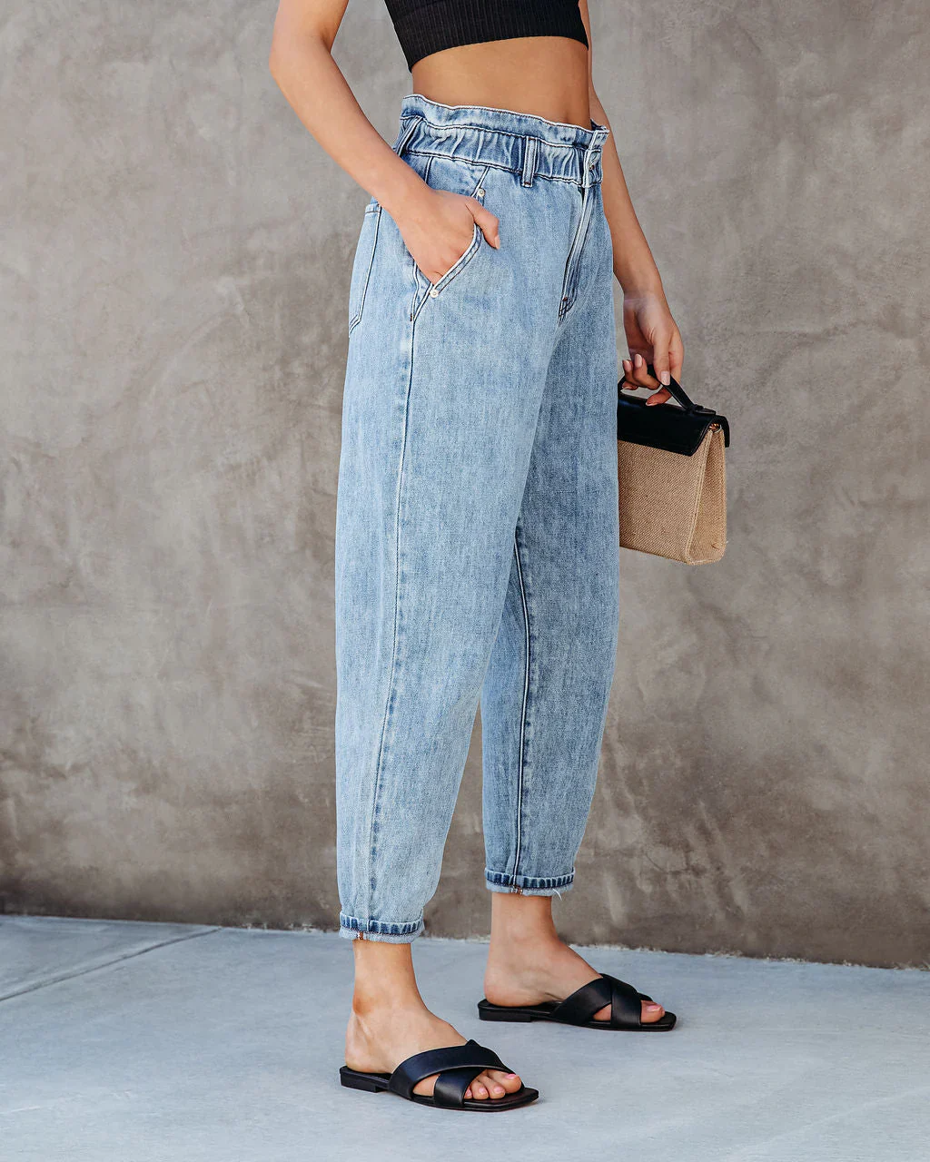 Sonnet Denim Paper Bag Pants