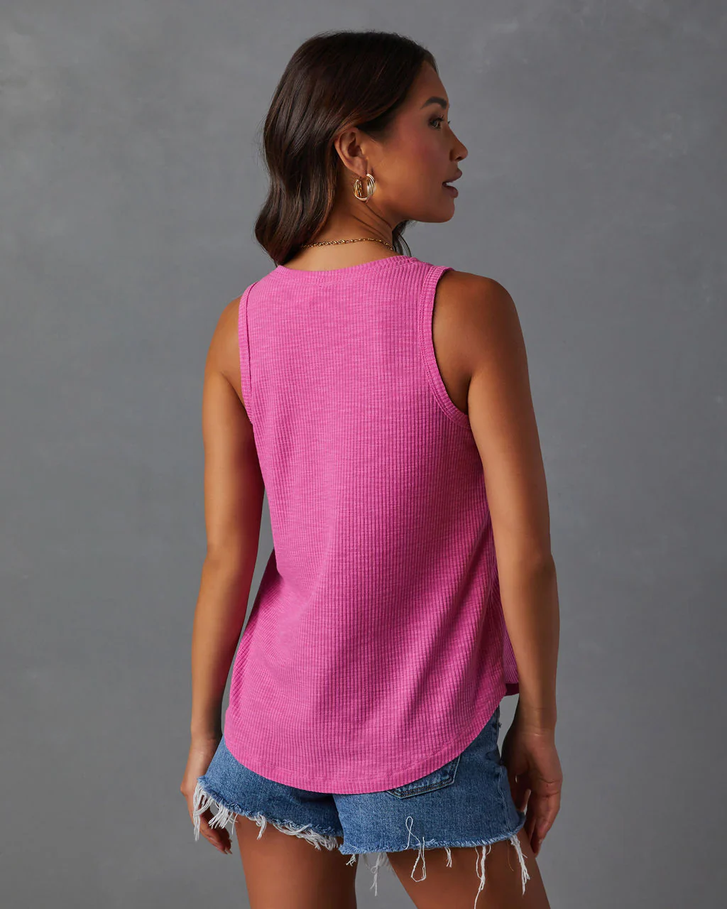 Moira Relaxed Ribbed Curved Hem Tank