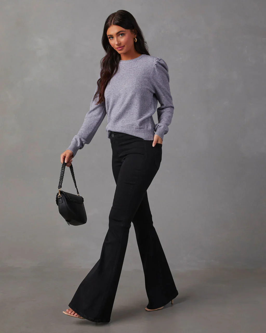 Claudelle Puff Sleeve Knit Sweater