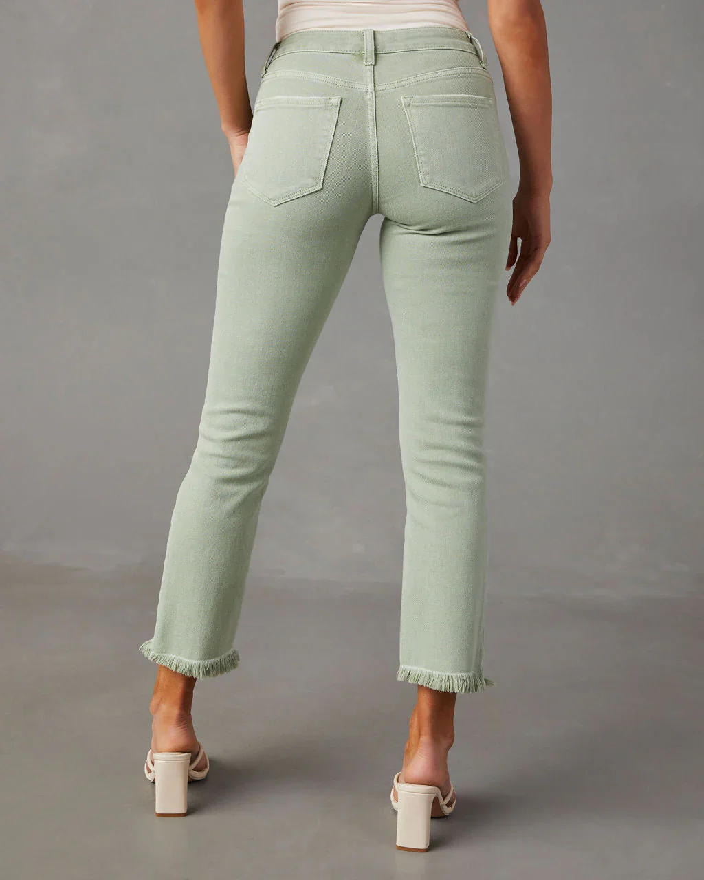Avila Mid Rise Frayed Hem Jeans