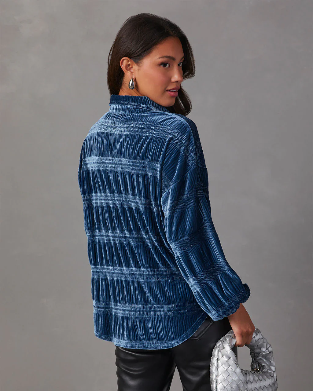 Bette Textured Velvet Button Down Top