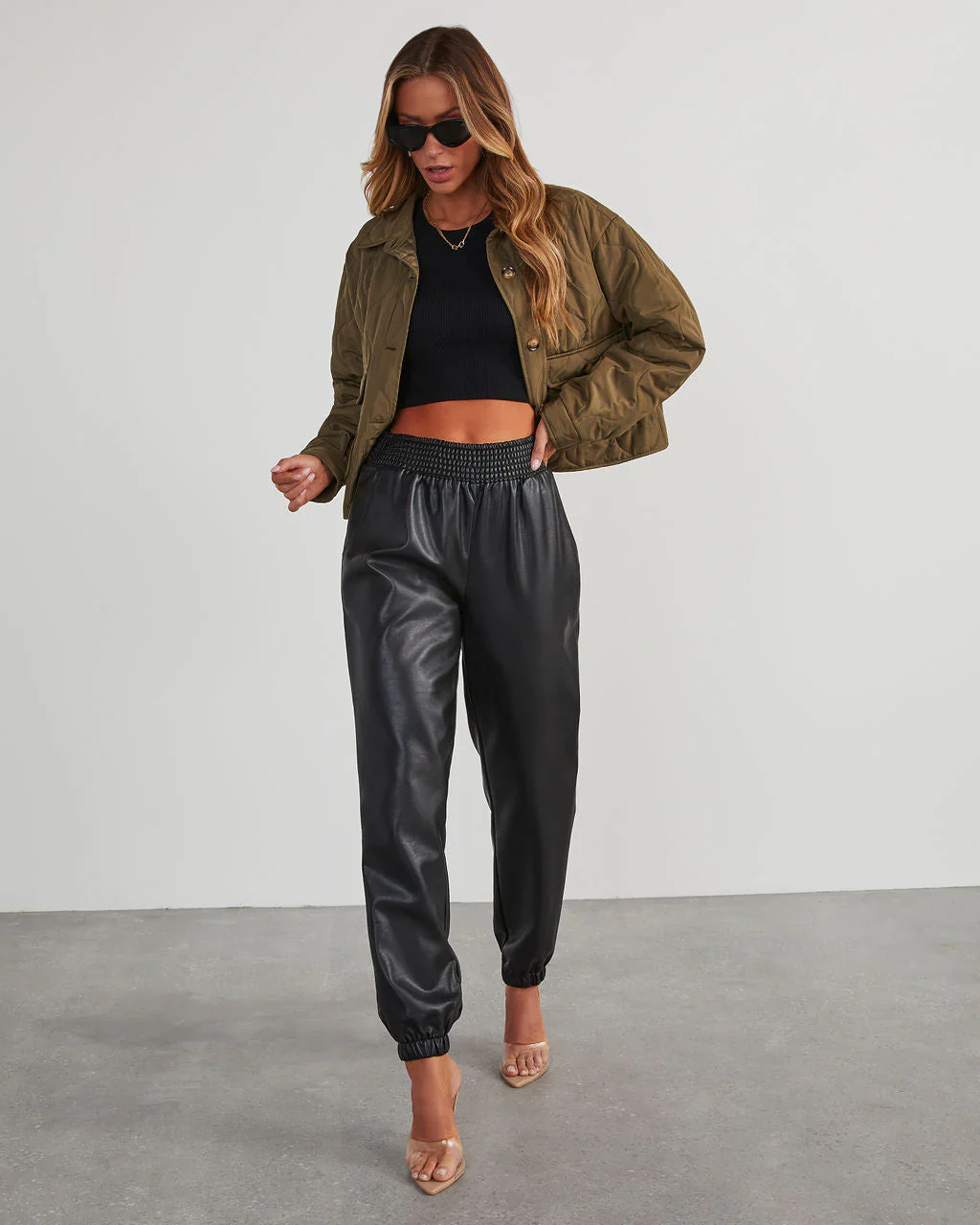 Jamila Faux Leather Joggers