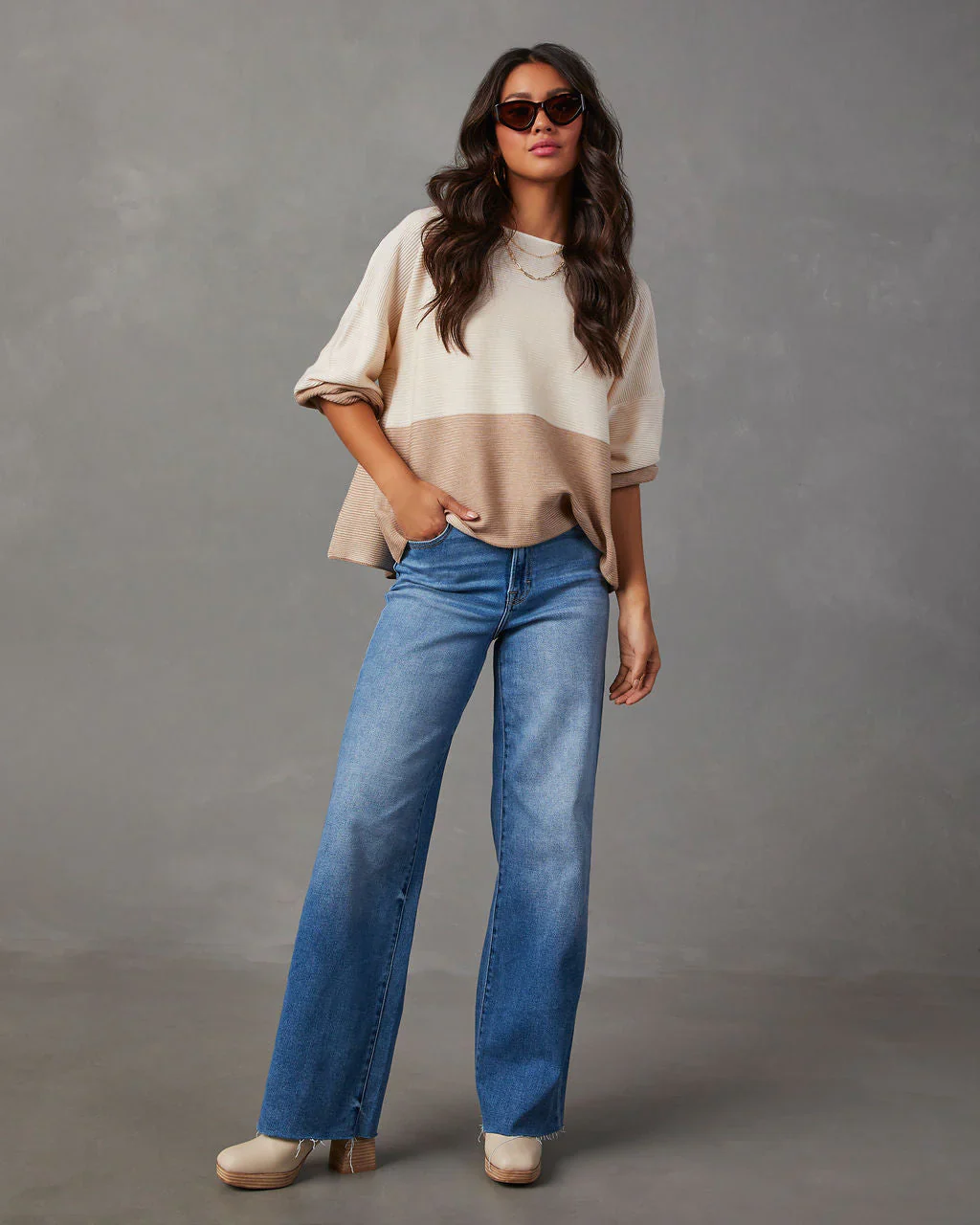 Sweet As Chai Colorblock Sweater