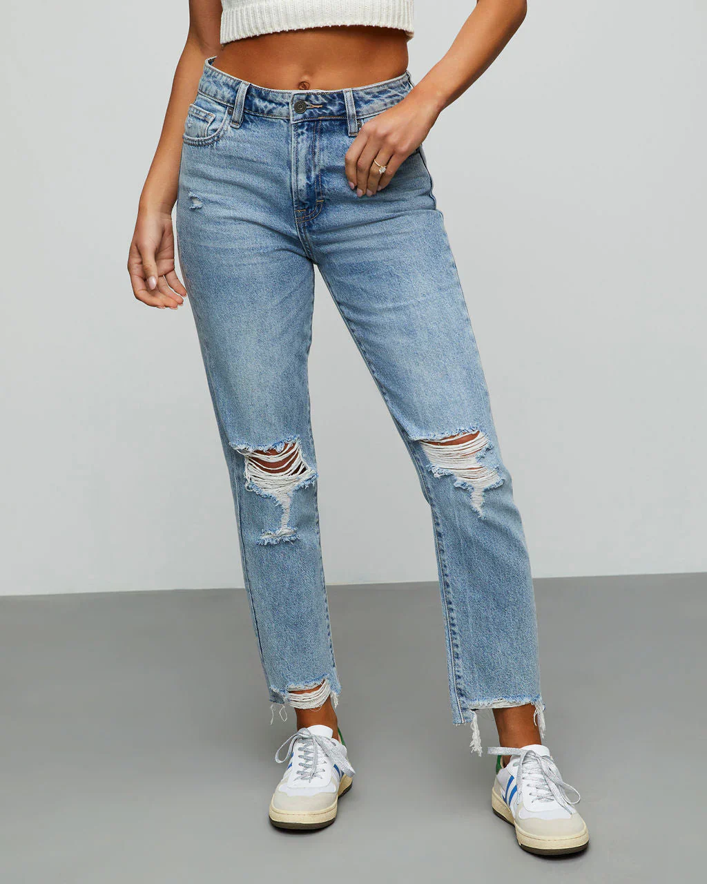 Rowena High Rise Distressed Straight Jeans