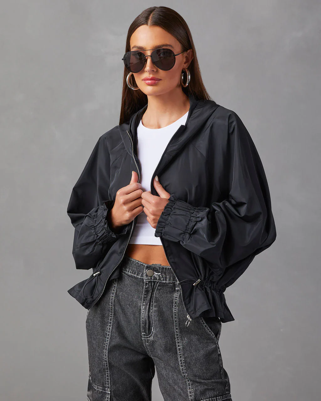 Racetrack Hooded Drawstring Jacket