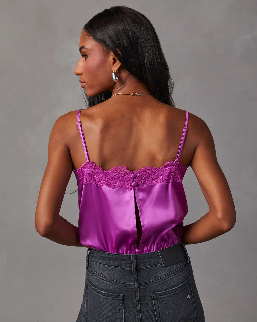 Caldwell Satin Lace V-Neck Bodysuit