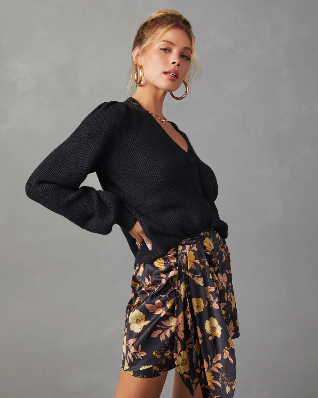 Summer City Nights Floral Mini Skirt