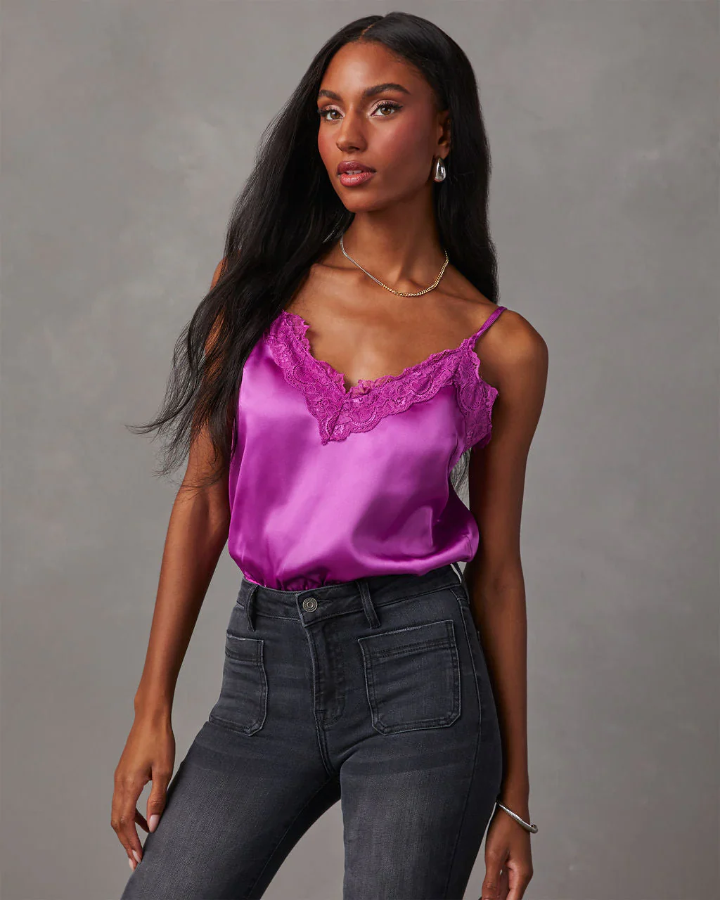 Caldwell Satin Lace V-Neck Bodysuit