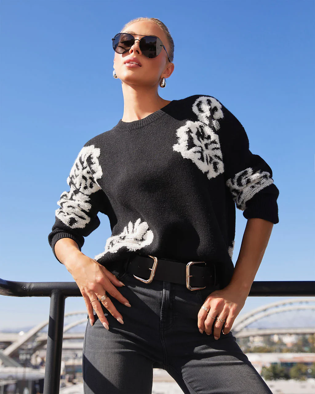 Copeland Floral Contrast Pullover Sweater