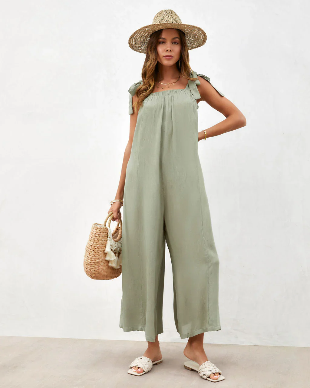 By The Sea Shoulder Tie Jumpsuit