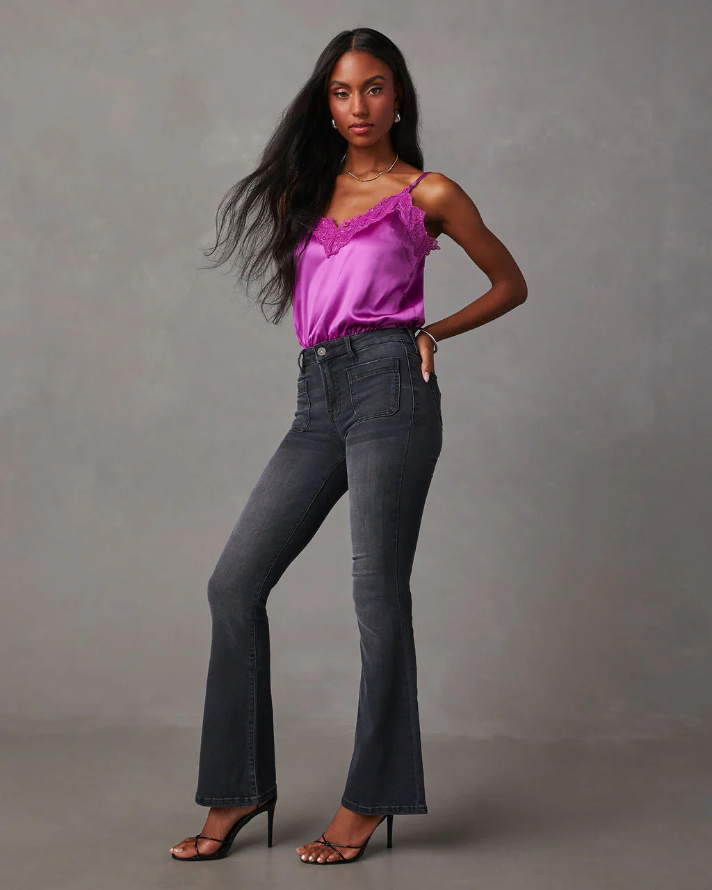 Caldwell Satin Lace V-Neck Bodysuit