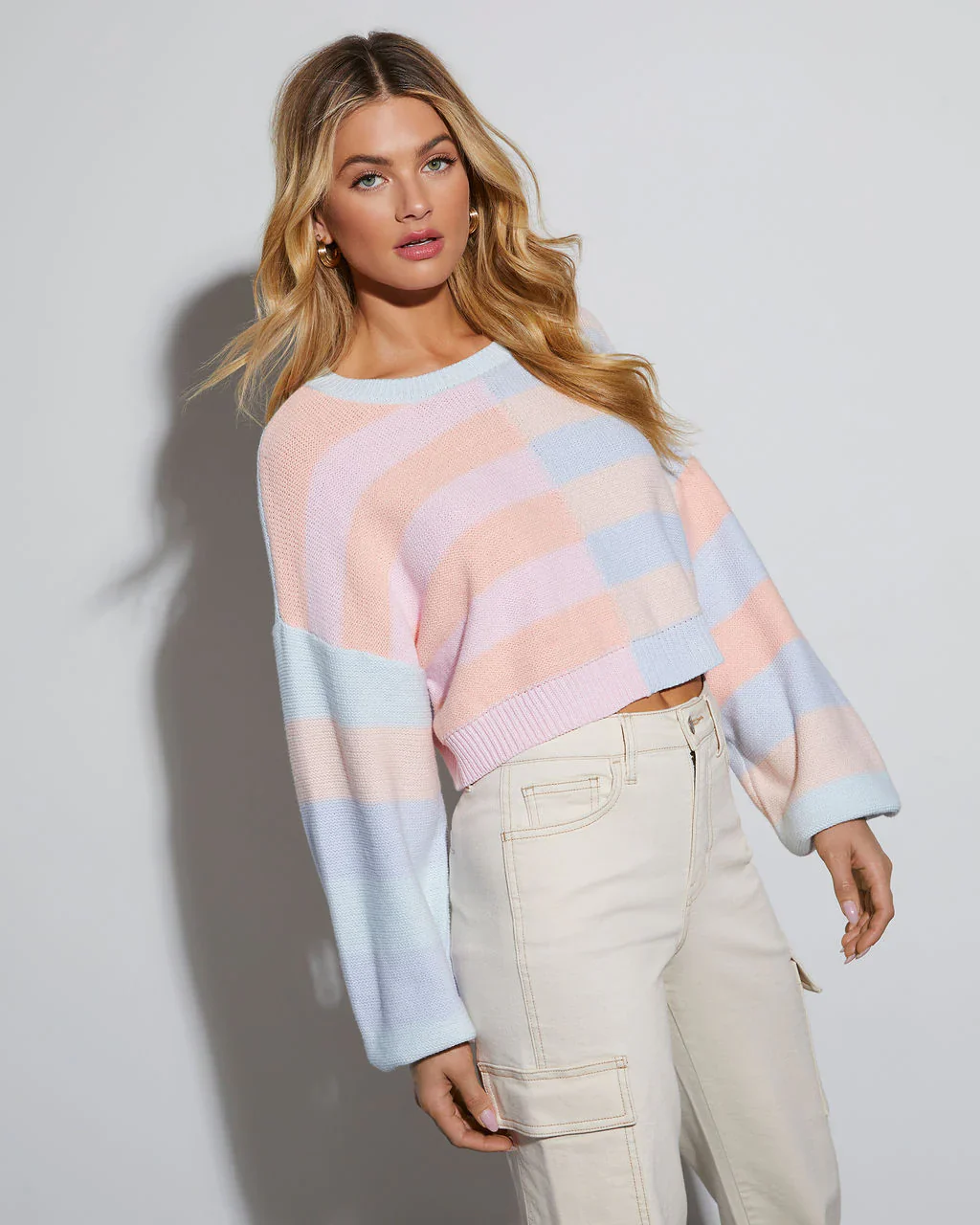 Mixed Feelings Knit Striped Colorblock Sweater