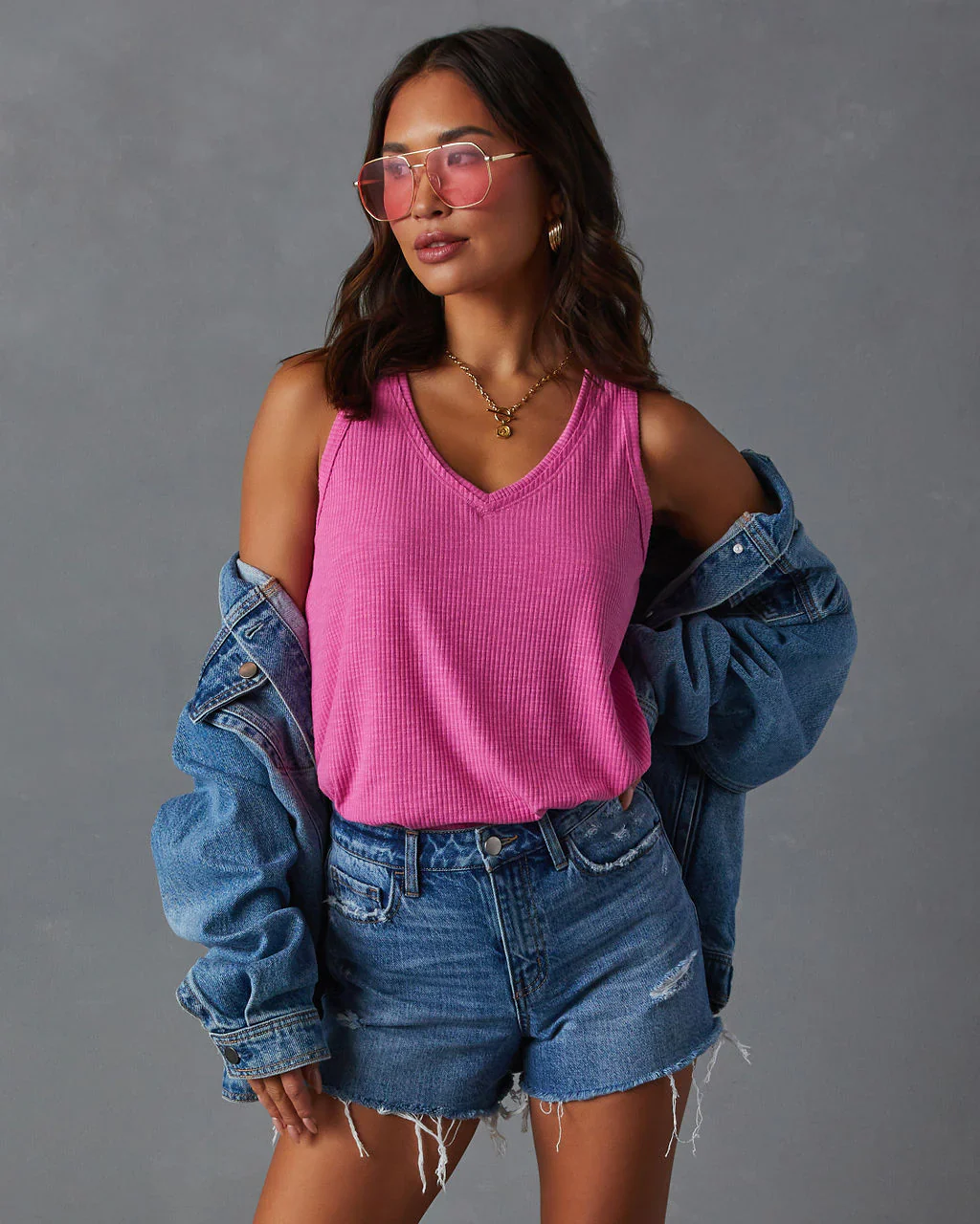 Moira Relaxed Ribbed Curved Hem Tank