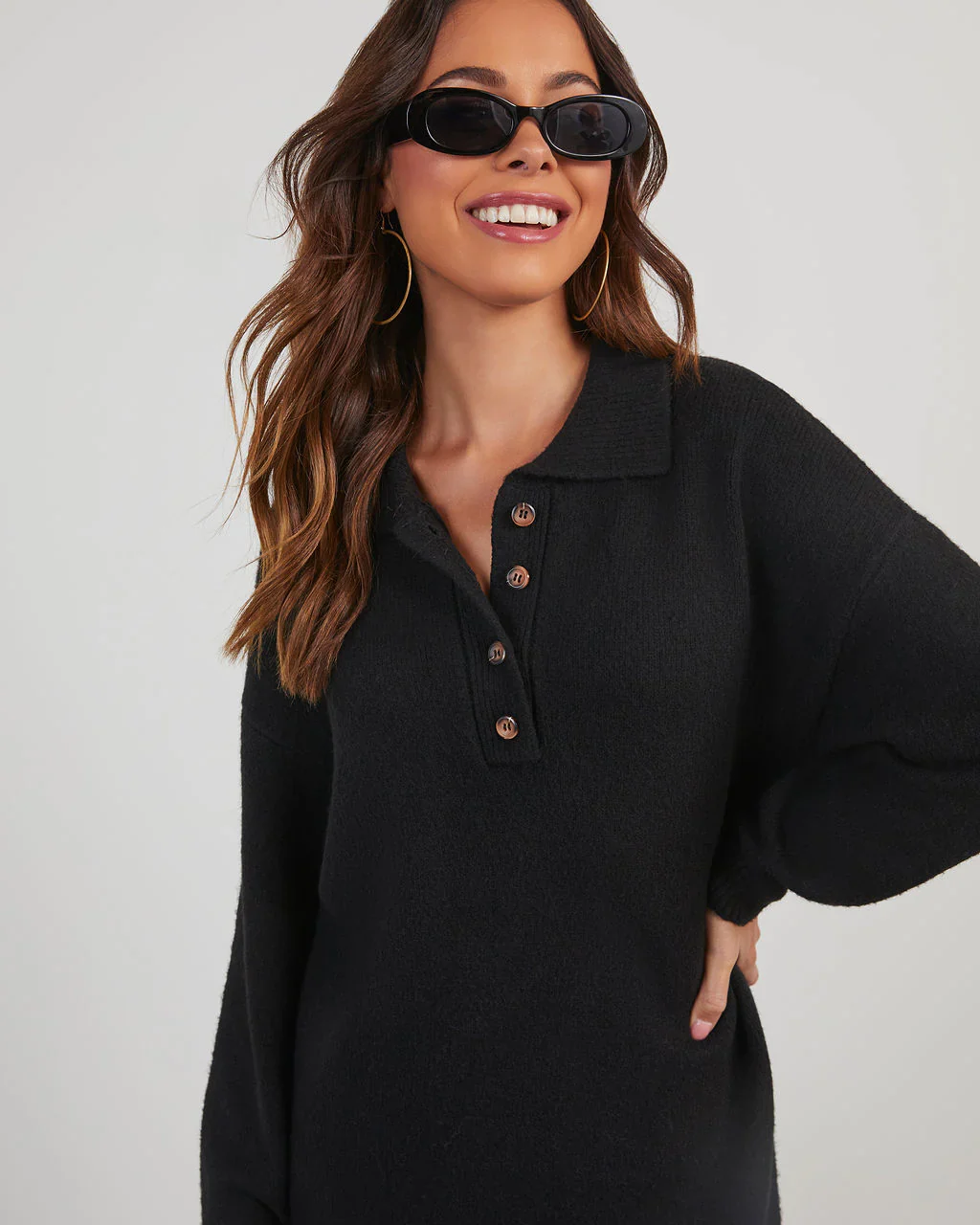 Clinton Collared Mini Sweater Dress