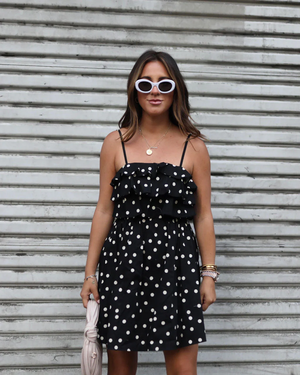 Spring In Paris Cotton Polka Dot Tiered Ruffle