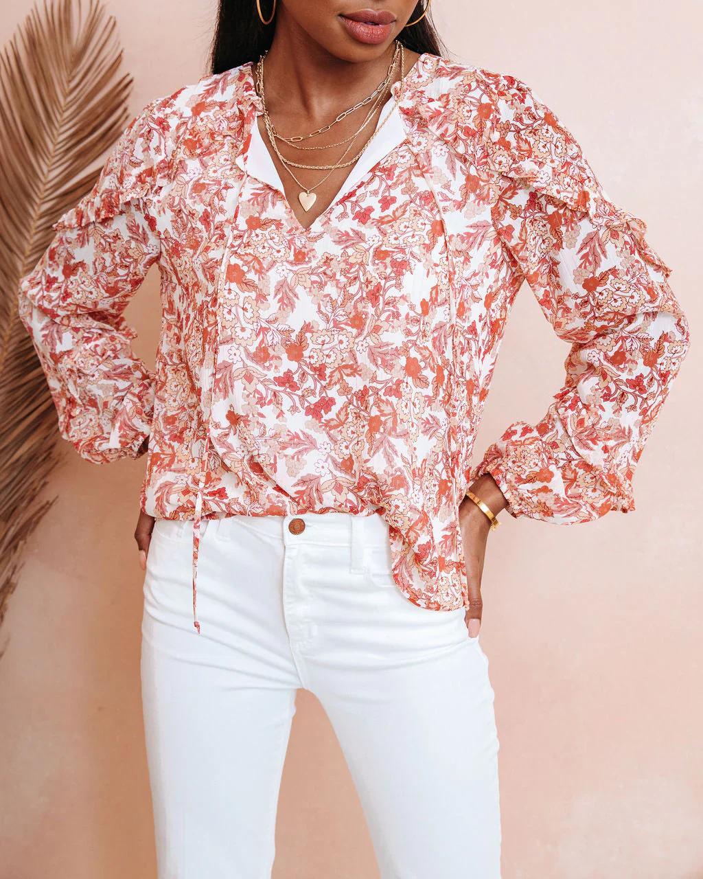 Luciana Floral Ruffle Top