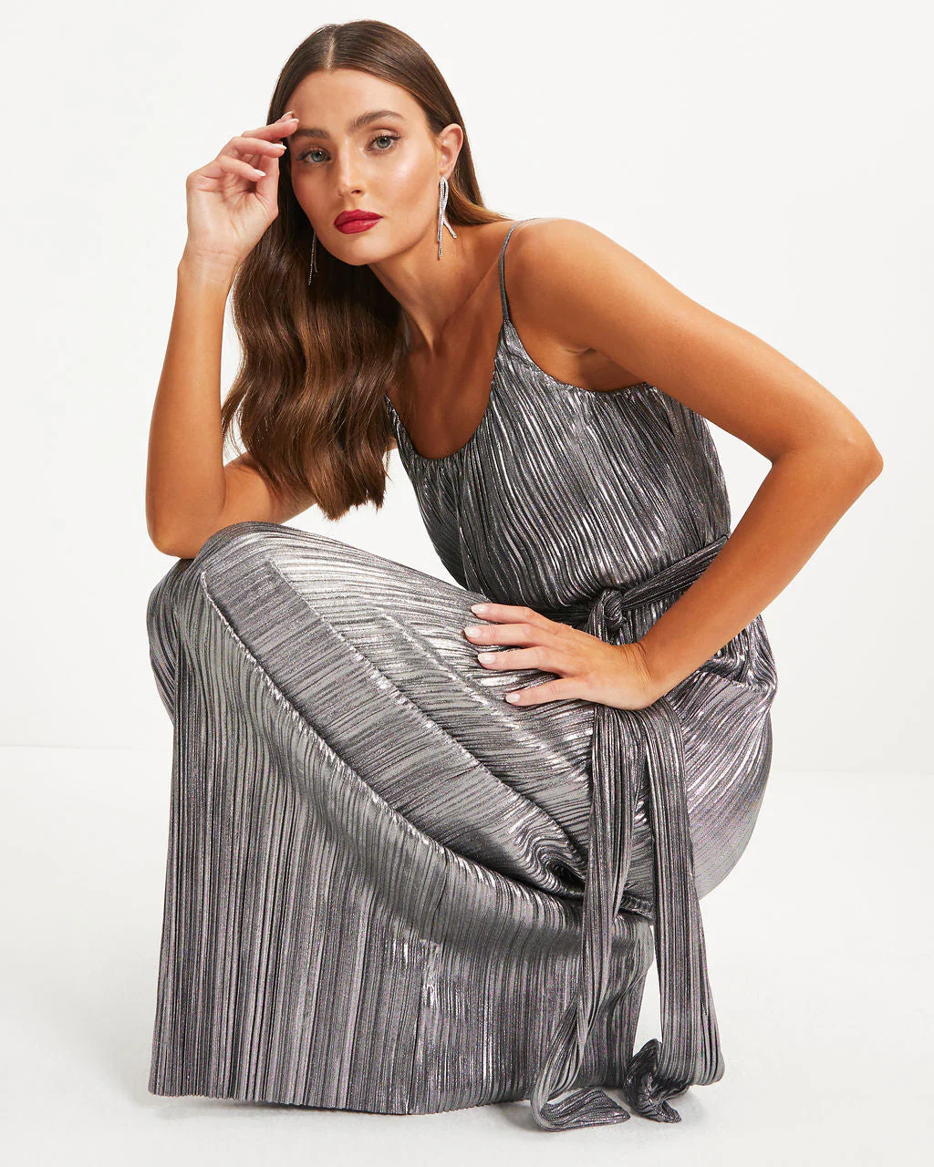 Beyond Infinity Metallic Plisse Jumpsuit