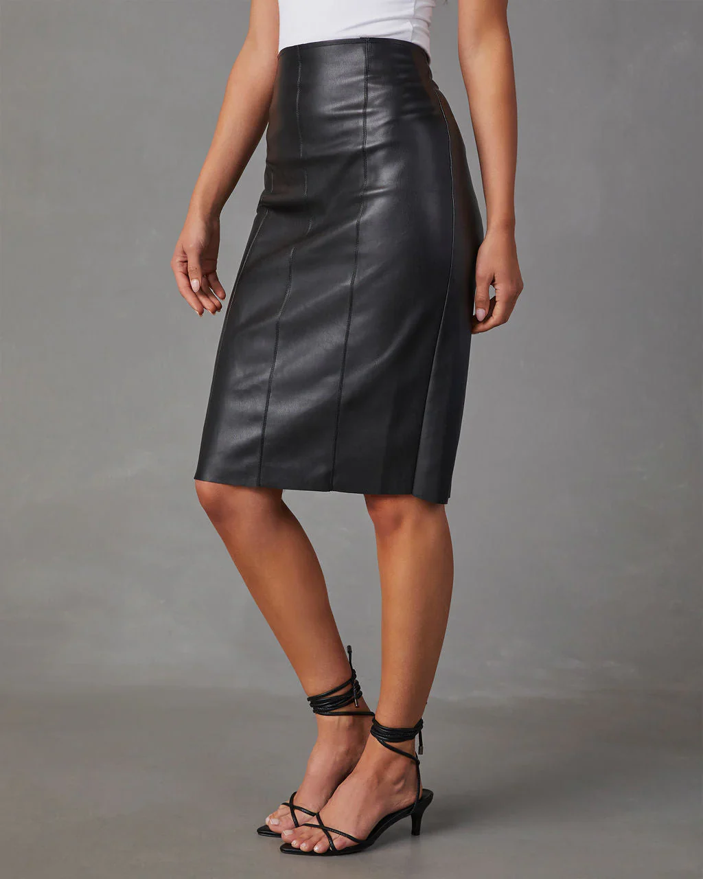 Brino Faux Leather Midi Skirt