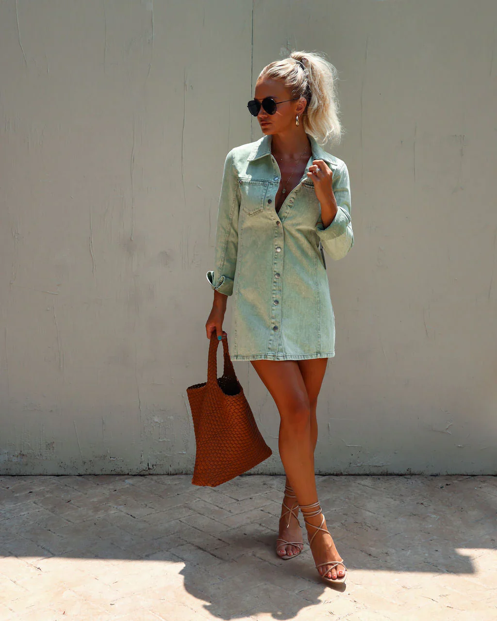 Armen Long Sleeve Denim Mini Dress