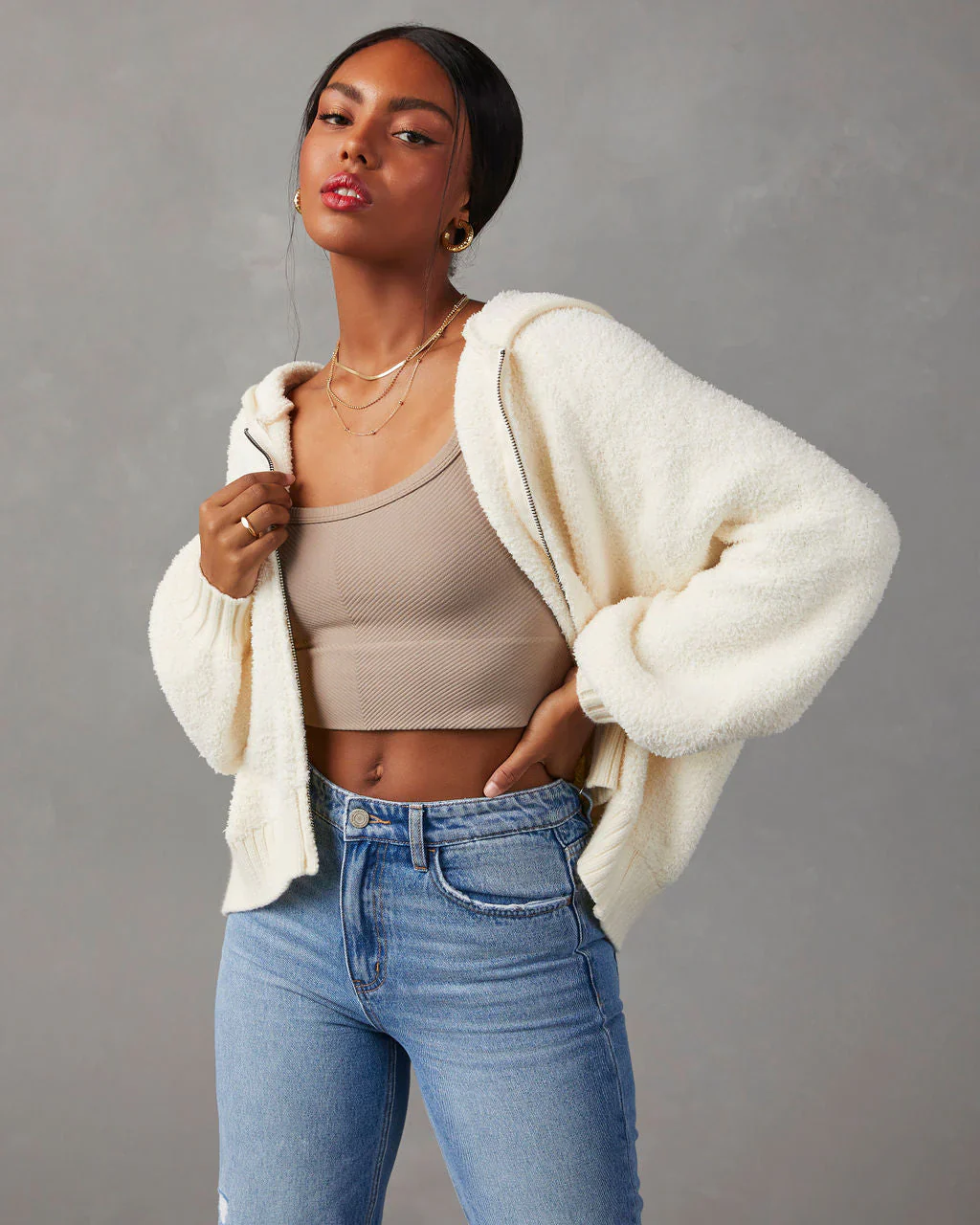 Nathalia Oversized Zip Up Hoodie