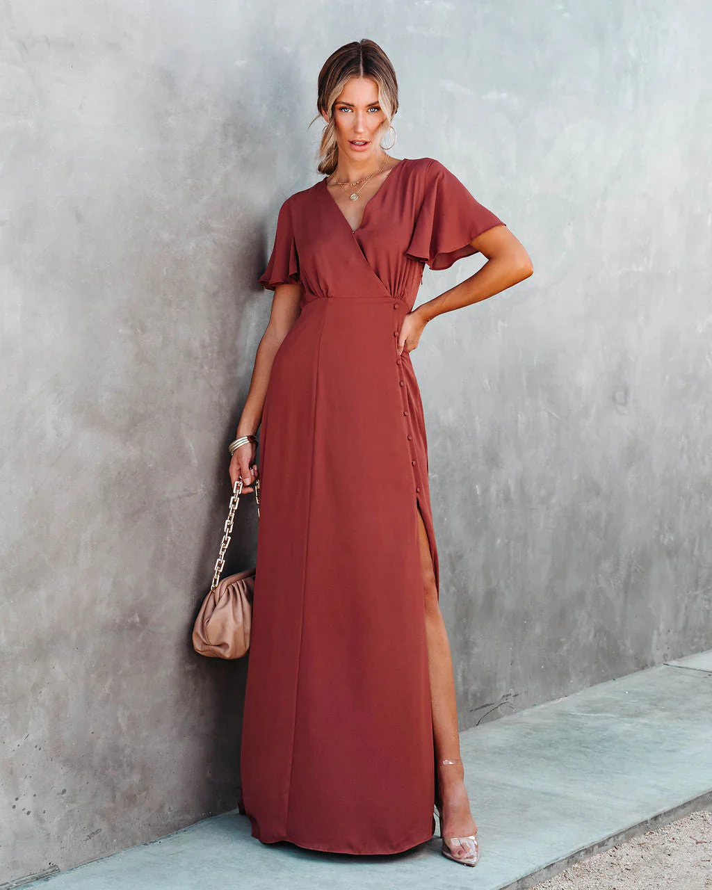 Last Forever Flutter Sleeve Maxi Dress