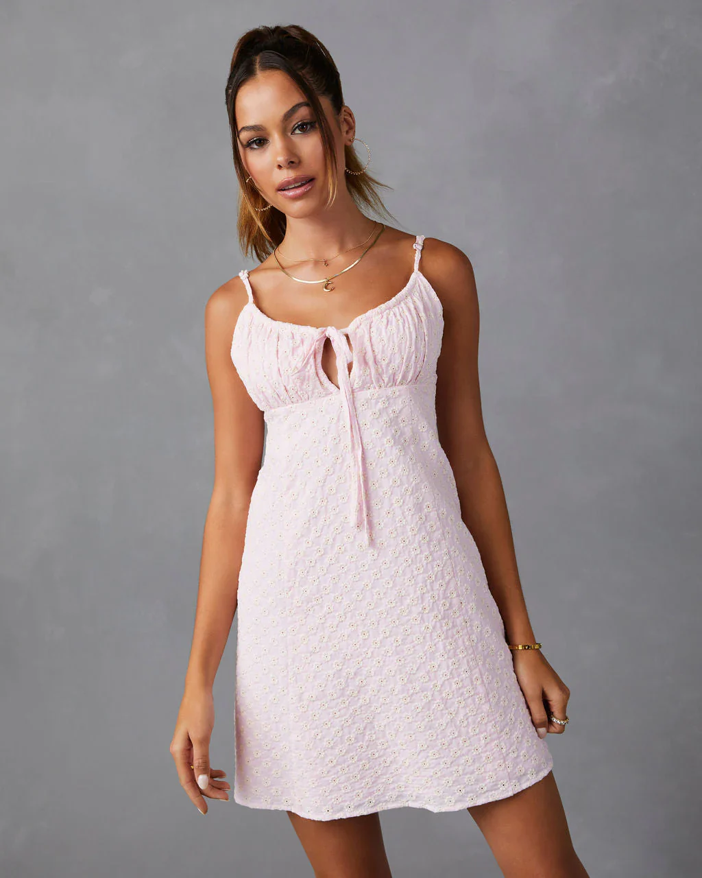 Elara Embroidered Mini Dress