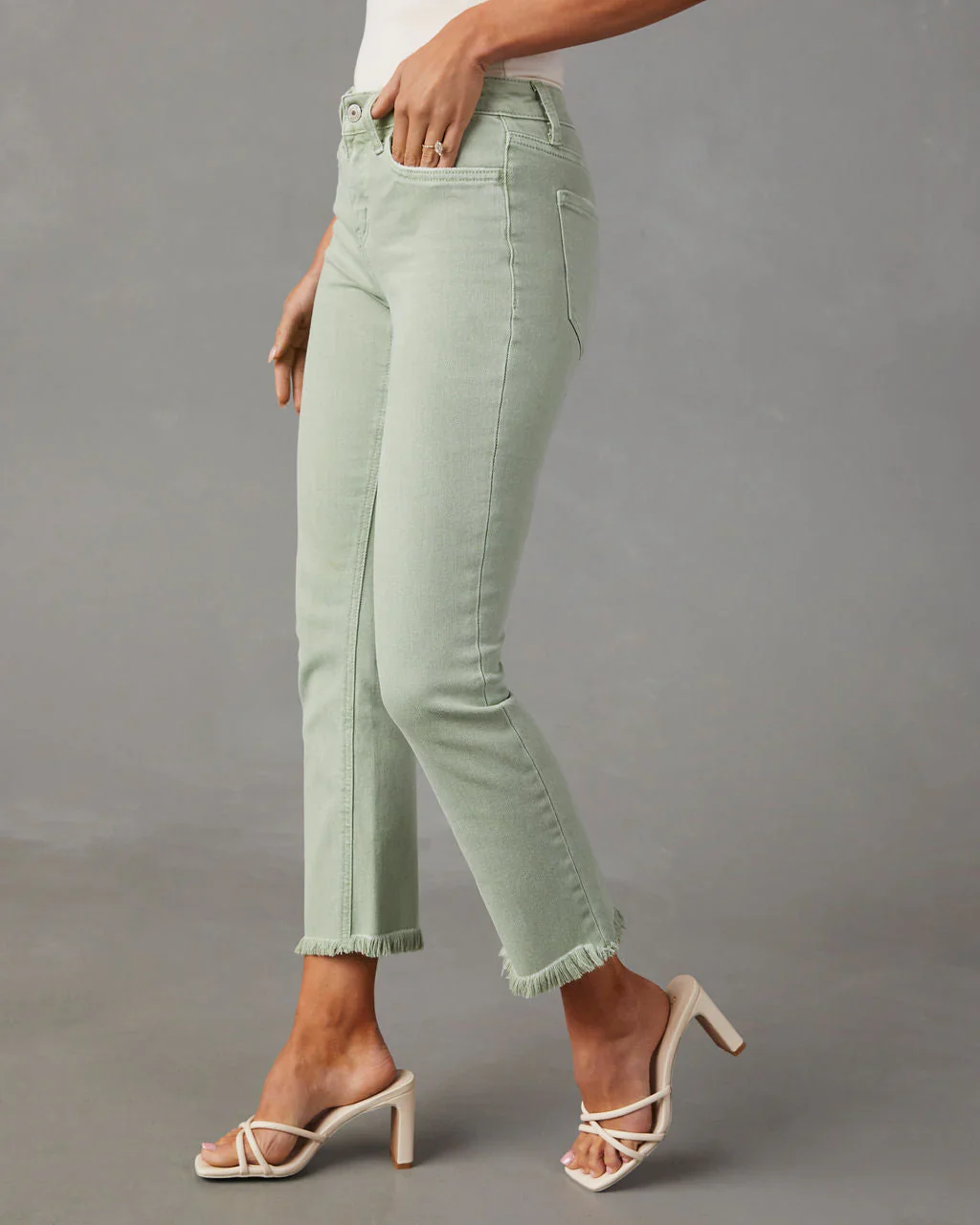 Avila Mid Rise Frayed Hem Jeans
