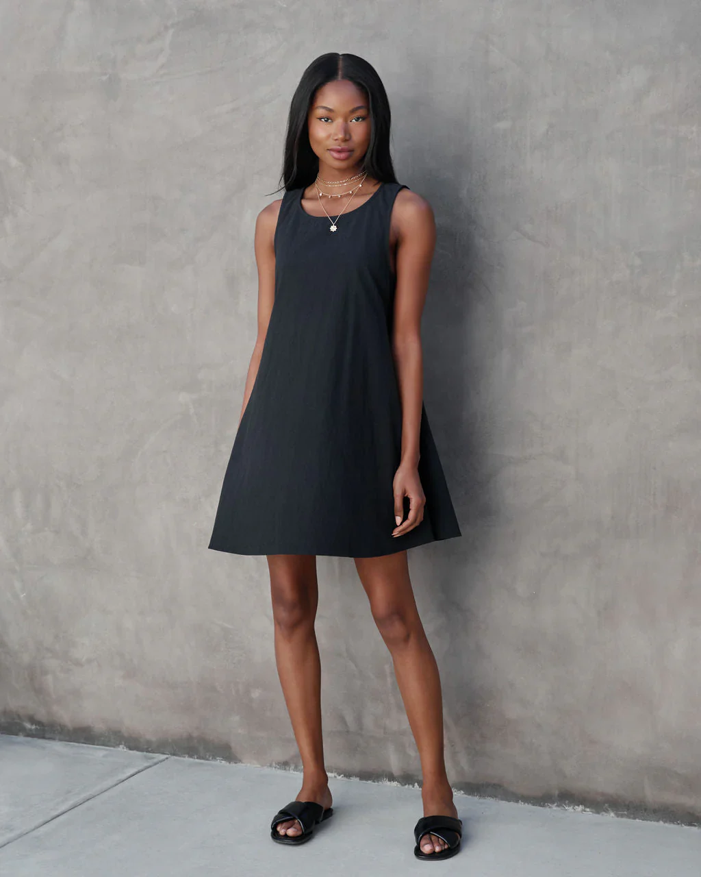 Akira Cotton Pocketed Trapeze Mini Dress