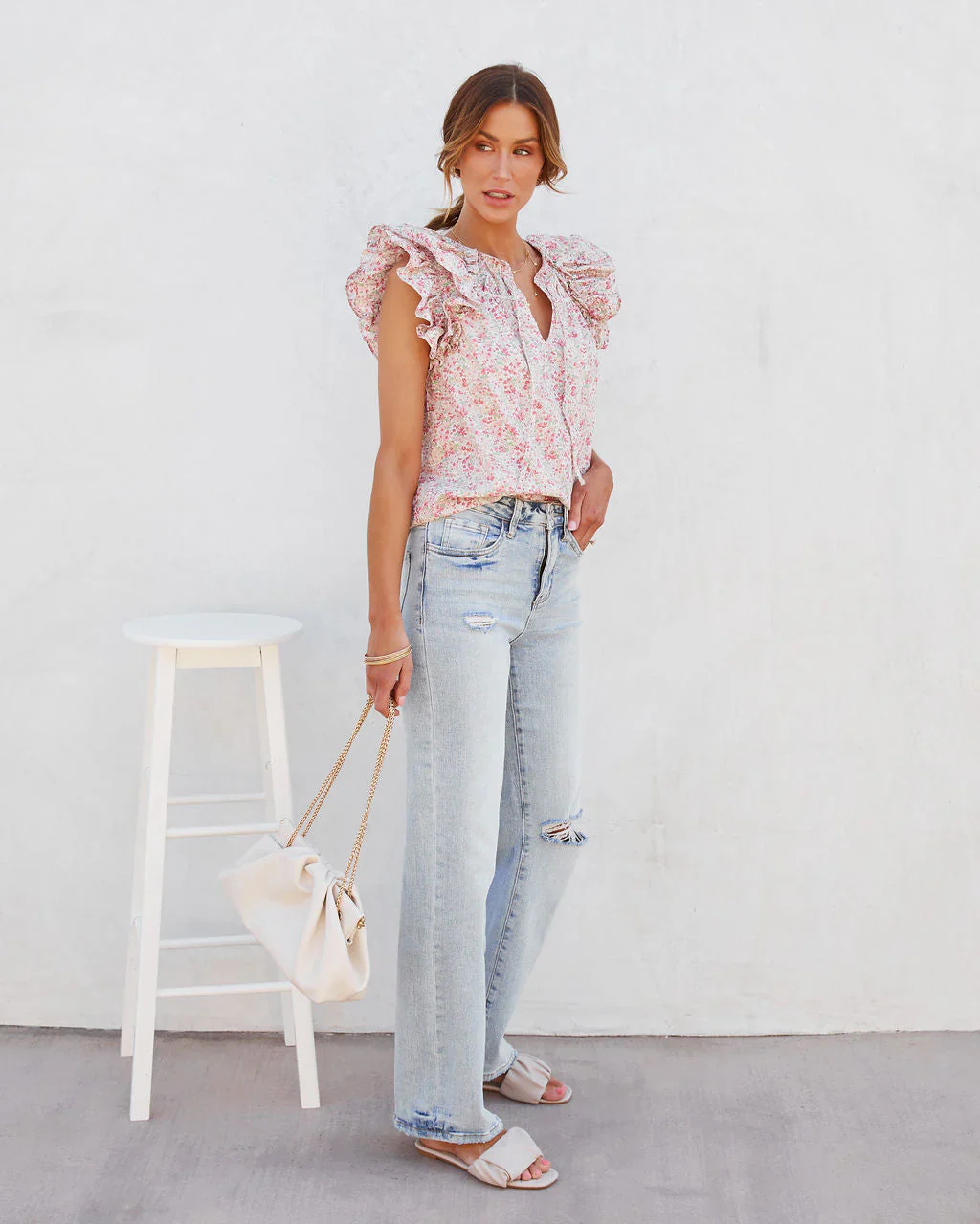 Briella Cotton Floral Ruffle Top