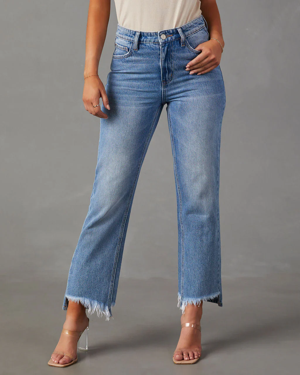 Tati High Rise Cropped Raw Hem Jeans