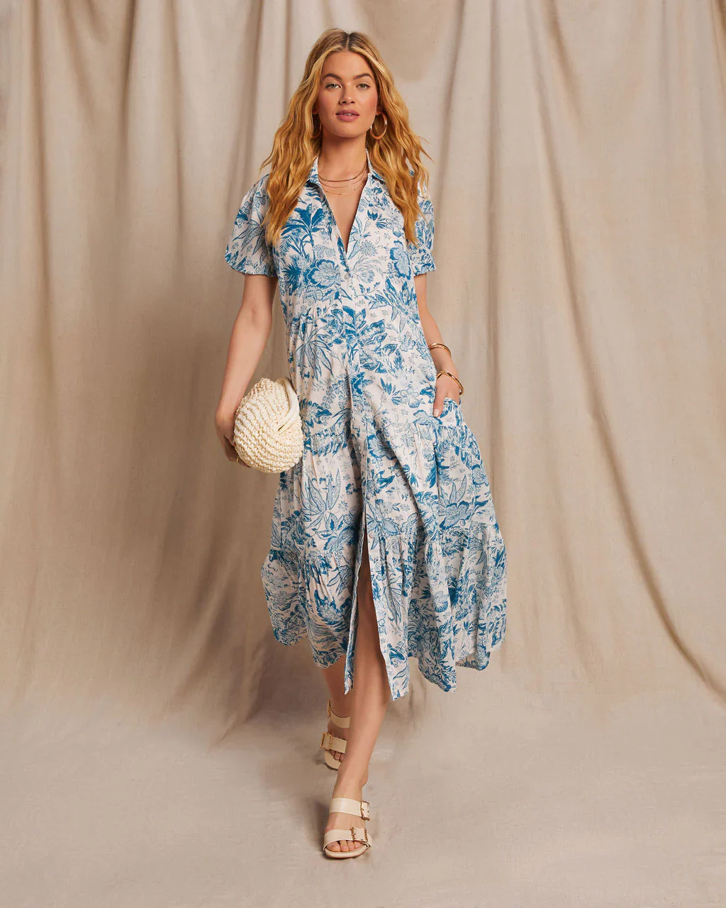 Elina Pocketed Floral Tiered Maxi Dress