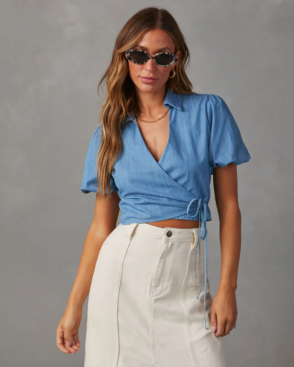 Allena Woven Wrap Top