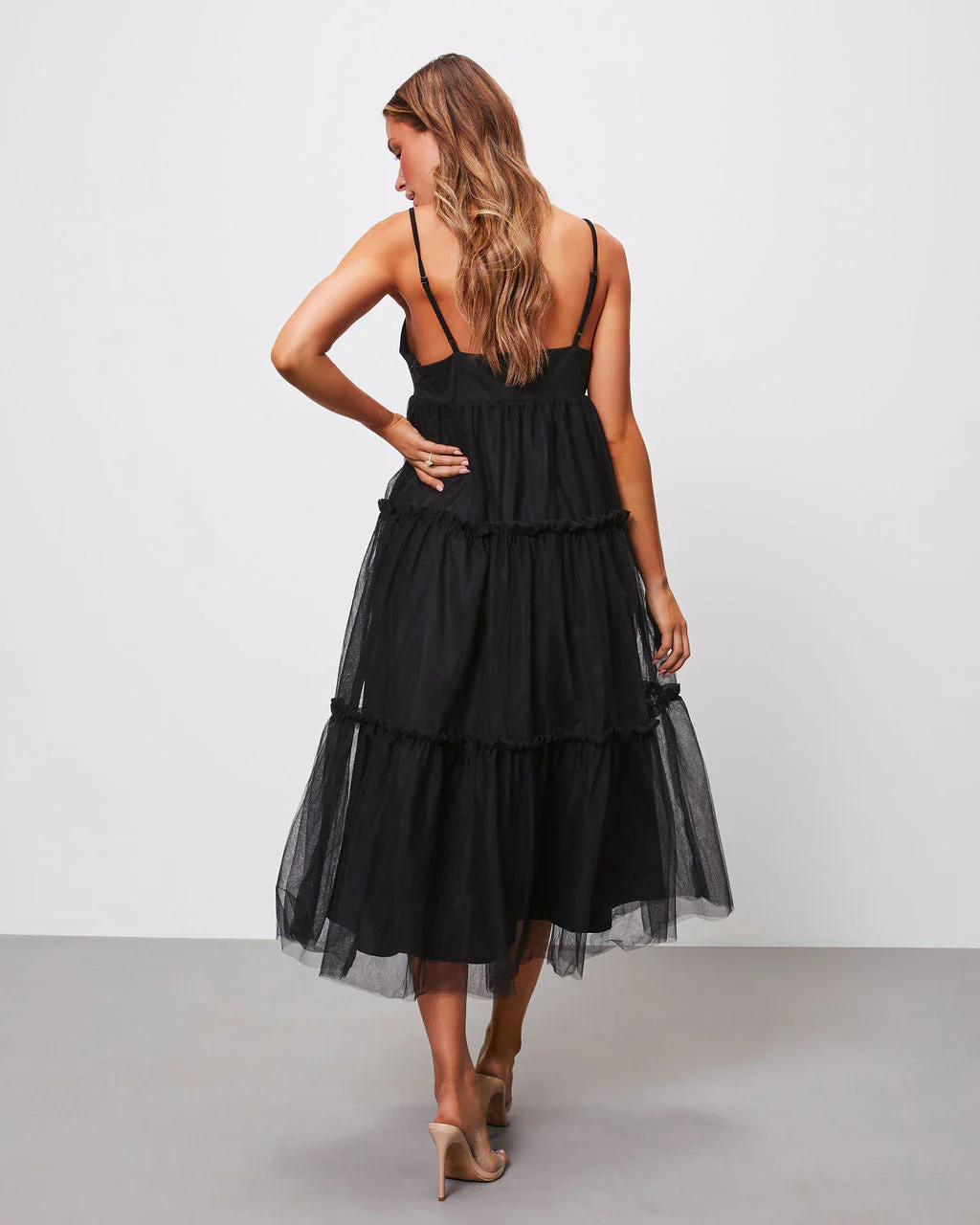 Midnight Glamour Tulle Midi Dress