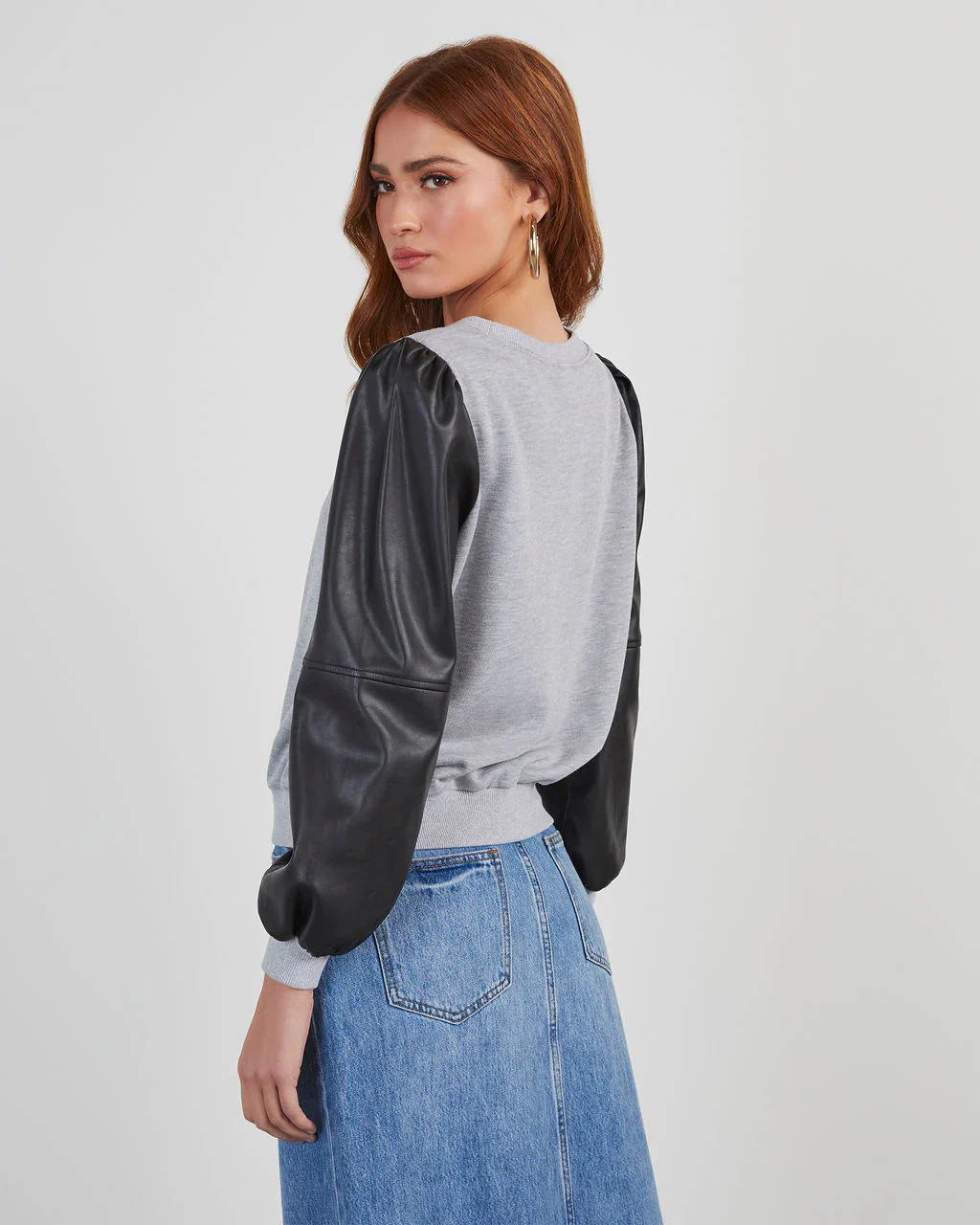 Bronx Faux Leather Contrast Sweatshirt