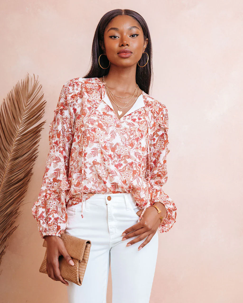 Luciana Floral Ruffle Top