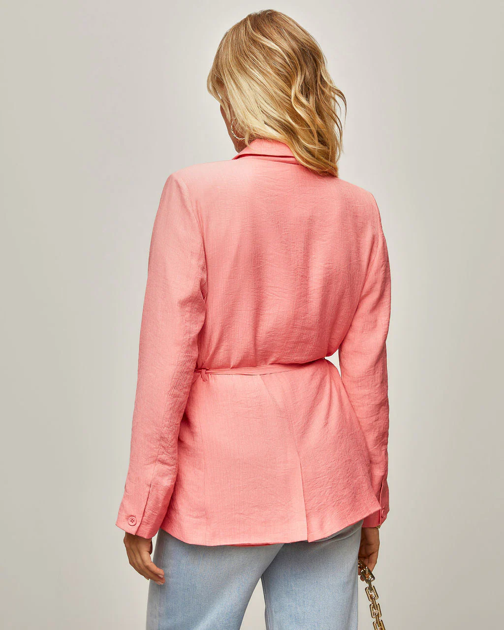 Jazmine Pocketed Waist Tie Blazer