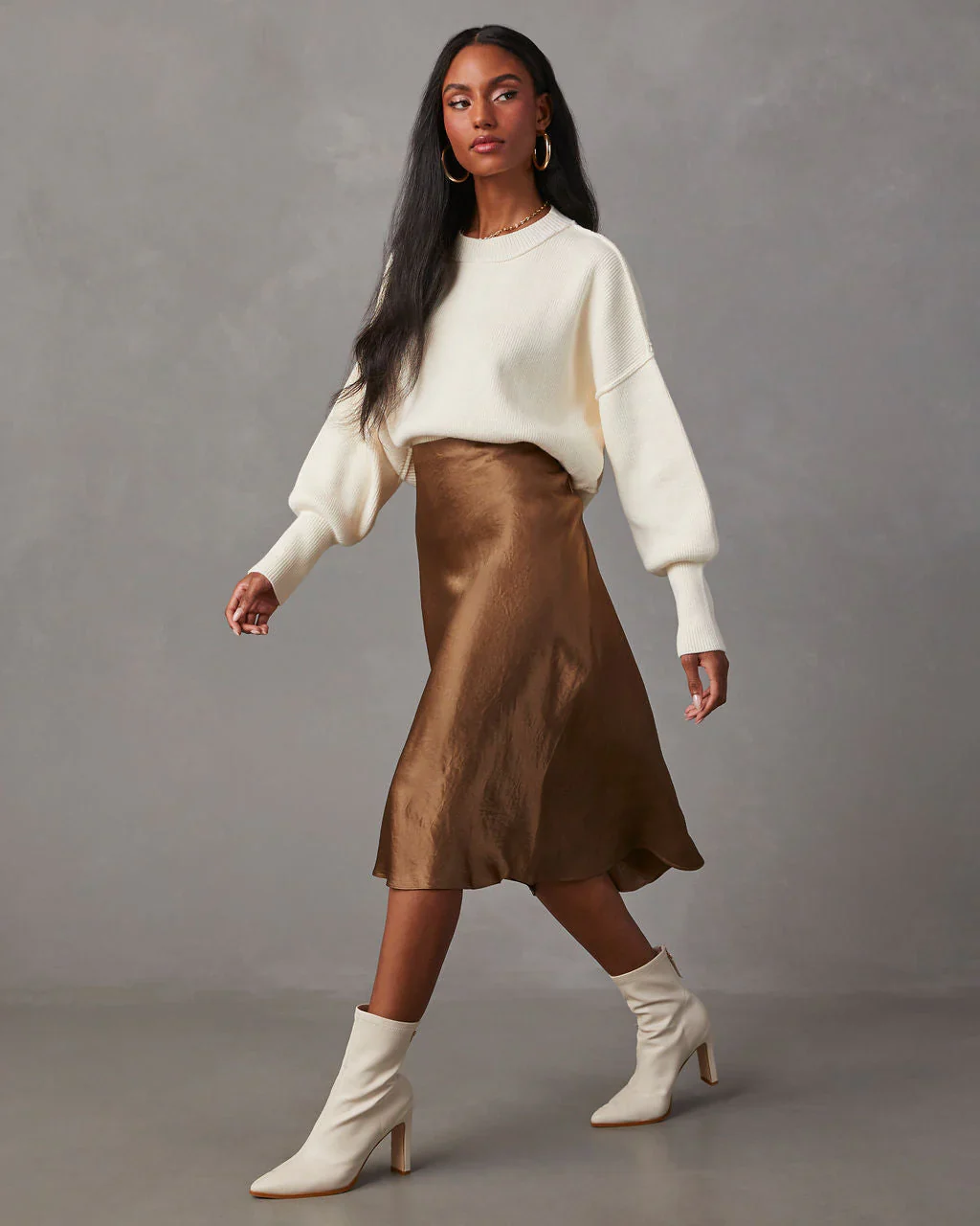 Razoul Satin Midi Skirt