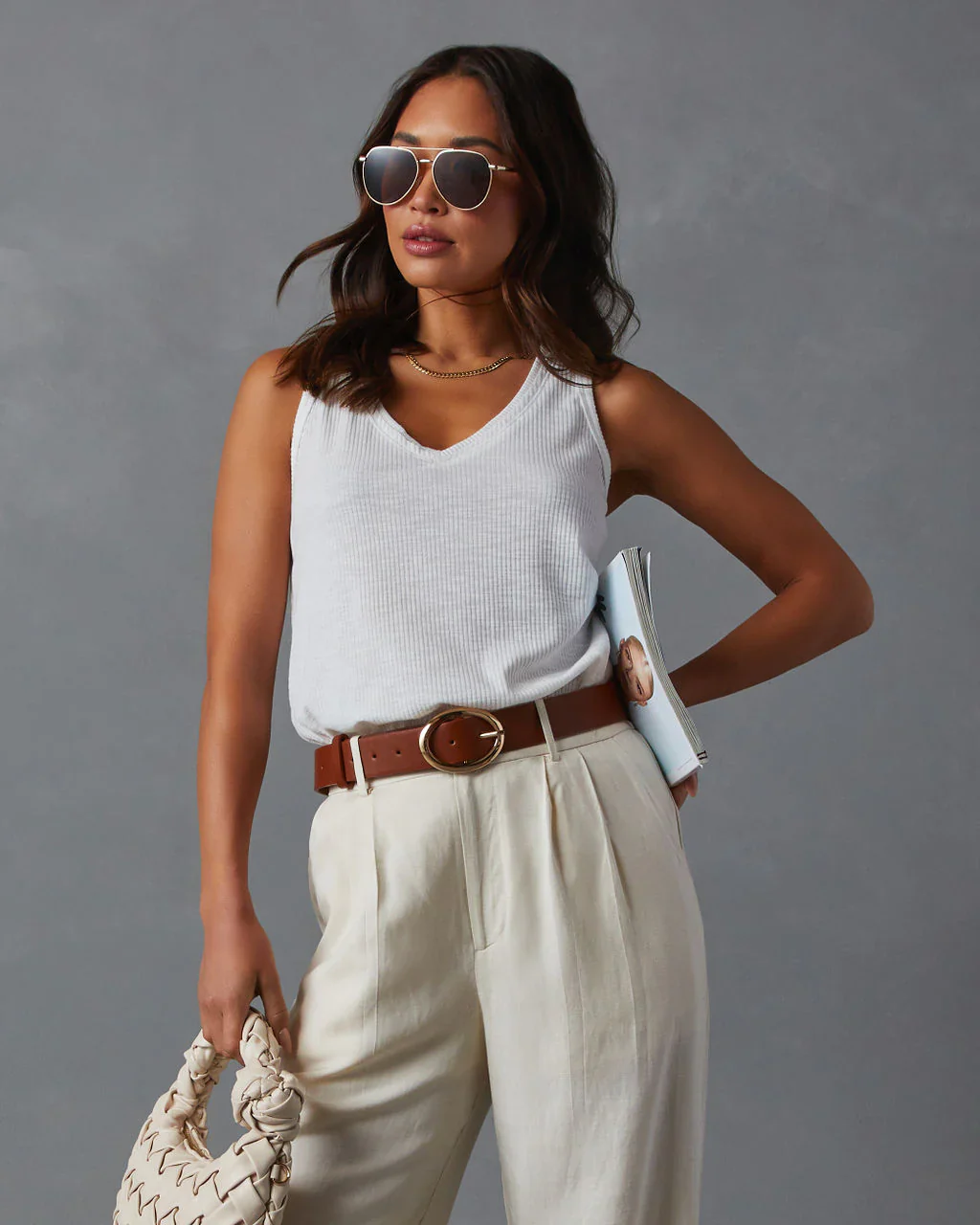 Moira Relaxed Ribbed Curved Hem Tank