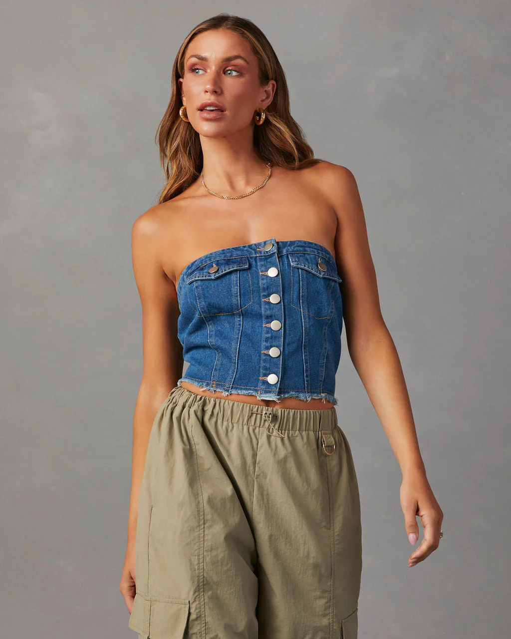 Tarsen Denim Tube Top