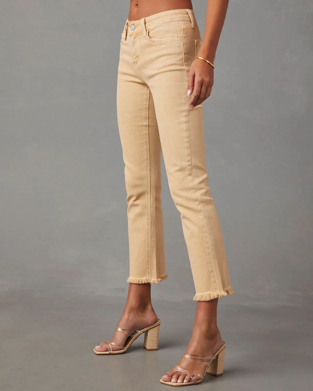 Avila Mid Rise Frayed Hem Jeans